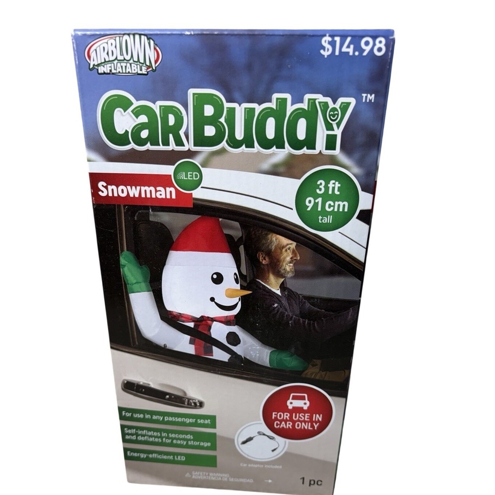 Gemmy Air blown Inflatable Car Buddy Snowman‎ 3ft LED Lightup Passenger Seat